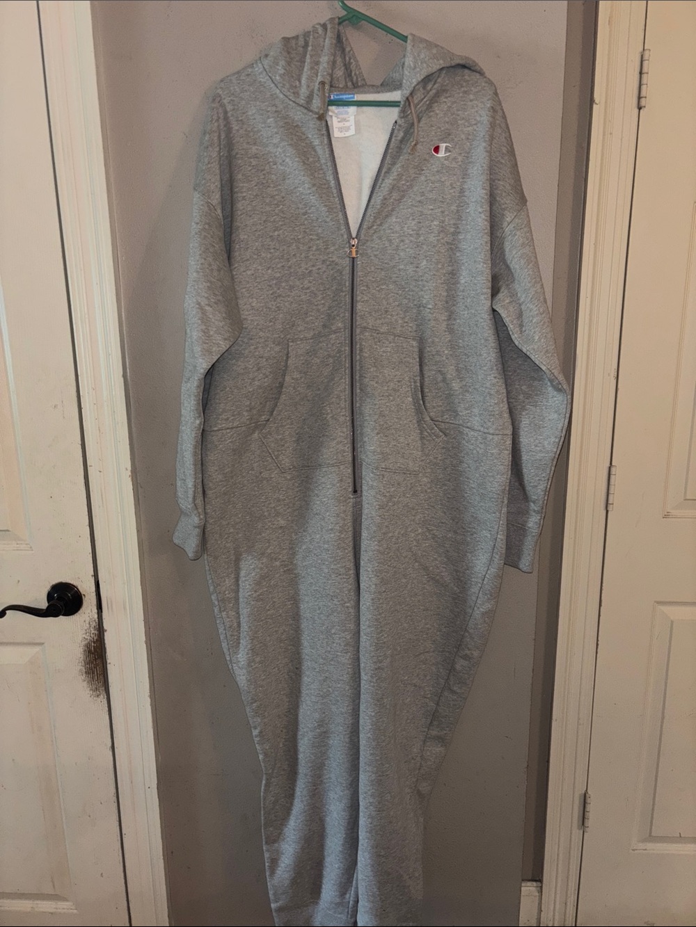 Champion Gray Women's Full-Zip Hooded Jumpsuit